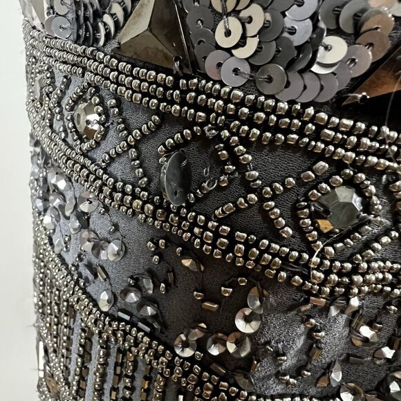 Yumi Kim Mini Skirt Ana Gray Black Beaded Sequin Size Small FLAWS - Picture 4 of 13